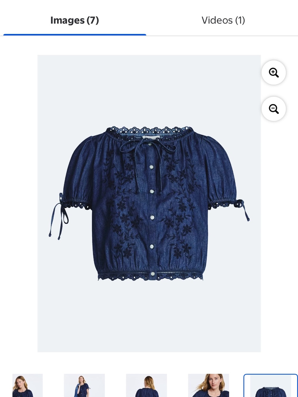 Free Assembly Navy Embroidered Peasant Blouse Sz small grandmacore